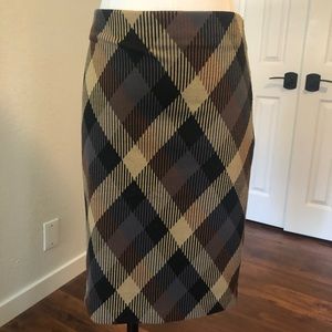 Plaid knit pencil skirt